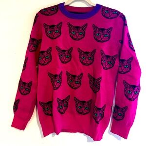 Cute Cat Face Knitted Sweater, Women’s Medium, Great Condition